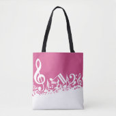 Jumbled Musical Notes Hot Pink and White Tasche (Vorderseite)