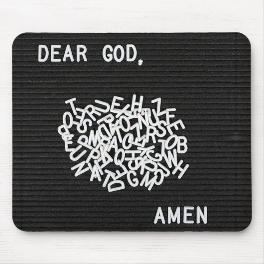Jumbled Prayer Letters On Black Felt Board Mousepad (Vorne)