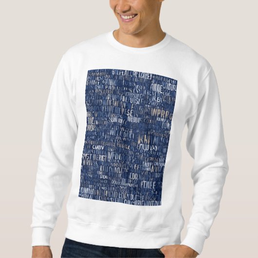 Jumbled unleserliche Worte marineblaue blaue Farbe Sweatshirt (Vorderseite)