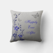 Jumbo Blue Gray Butterfly Floral Keepake Pillow Kissen (Rückseite)