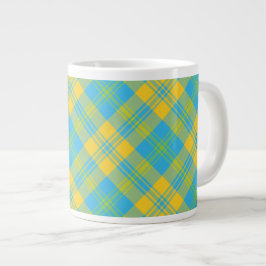 Jumbo Coffee Tasse: Blau, Gelb, Grün, Kariert Jumbo-Tasse