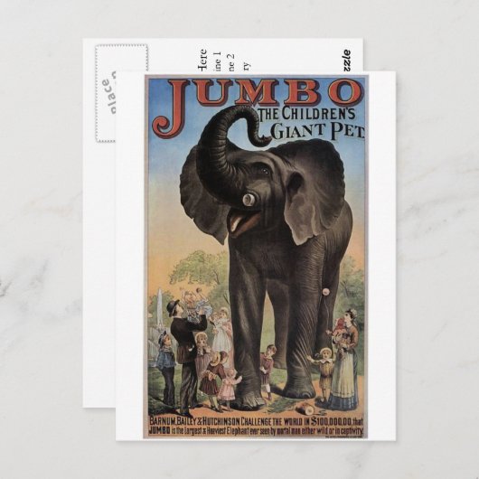 Jumbo Das riesige Elefant Retro Theater Postkarte (Vorne/Hinten)