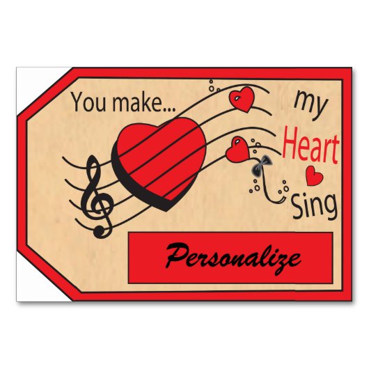 Jumbo-Geschenktafel Sie machen mein Herz Sing Tischnummer (Vorderseite)
