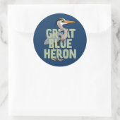 Jumbo Great Blue Heron Runder Aufkleber (Tasche)