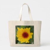 Jumbo Grocery Tasche mit Calendula Blume Print (Rückseite)
