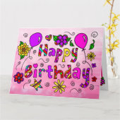 Jumbo Happy Birthday mit Blume und Balloons Karte (Gelbe Blume)