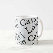 Jumbo I Liebe Cats Schwarz-Weiß-Grafik-Tasche Kaffeetasse (VorderseiteRechts)