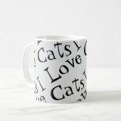 Jumbo I Liebe Cats Schwarz-Weiß-Grafik-Tasche Kaffeetasse (Vorderseite Links)