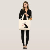 Jumbo I Liebe Katzen Rotes Herz und weiße grafisch Stoffbeutel (Vorderseite (Model))