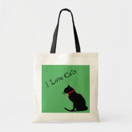 Jumbo I Liebe Katzen Tasche grün und weiß