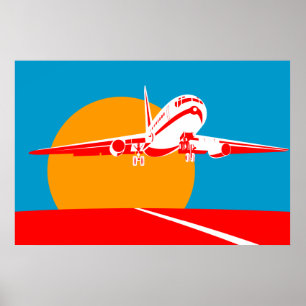 Jumbo-Jet-Flugzeug-Flugzeug abheben Plakat