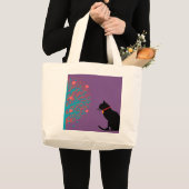 Jumbo Lilac Black Cat Graphic-Tasche Stoffbeutel (Vorderseite (Produkt))