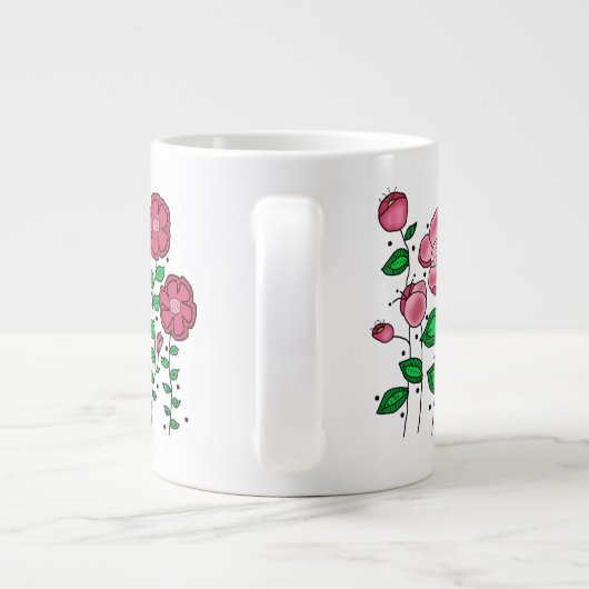 JUMBO Mug - Pink whimsical flowers Jumbo-Tasse (Rückseite)