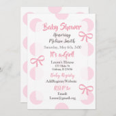 Jumbo Pink Polka Dot Mädchendusche Einladung (Vorne/Hinten)