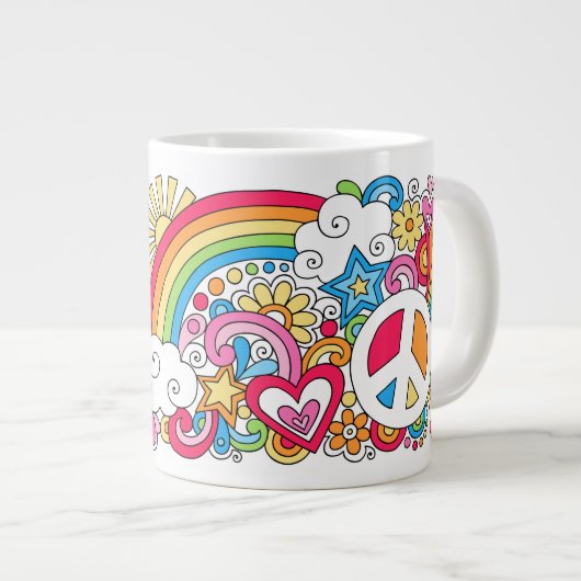 JUMBO Psychedelische Peace Liebe and Happy Tasse i (Vorderseite Rechts)