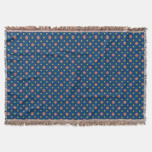 Jumbo Quirky Polka Dots on Navy Blue Throw Blanket Decke (Vorderseite)