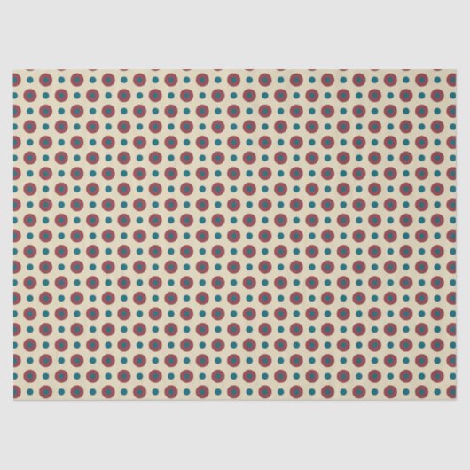 Jumbo Red Blue Polkas auf Beige Tissue Paper Seidenpapier (Vorderseite)