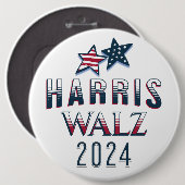 Jumbo-Sized Harris und Walz 2024 Button (Vorne & Hinten)