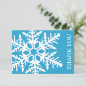 Jumbo Snowflake Dankeschön-Karte (blau / weiß) Einladung (Stehend Vorderseite)