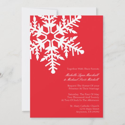 Jumbo Snowflake Hochzeit Einladungen (rot) (Vorderseite)