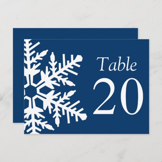 Jumbo-Snowflake-Tischnummern (Navy Blue / White) Postkarte (Vorne/Hinten)