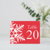 Jumbo-Snowflake-Tischnummern (rot / weiß) Postkarte (Stehend Vorderseite)