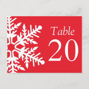 Jumbo-Snowflake-Tischnummern (rot / weiß) Postkarte