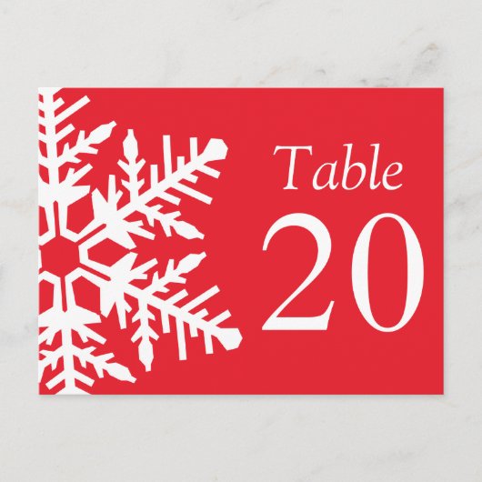 Jumbo-Snowflake-Tischnummern (rot / weiß) Postkarte (Vorderseite)