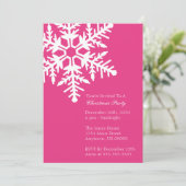 Jumbo Snowflake Weihnachtsfeiertage (Rosa) Einladung (Stehend Vorderseite)