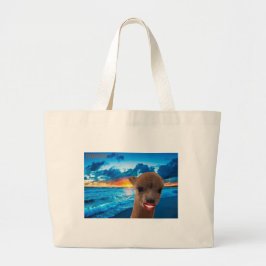jumbo Tasche alpaca am Strand Danke
