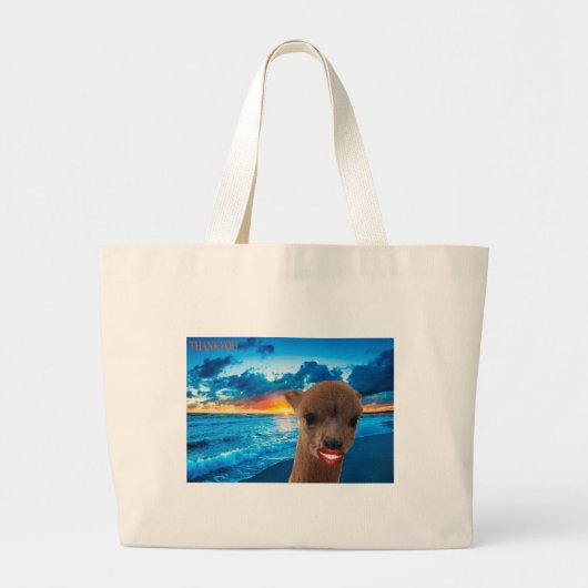 jumbo Tasche alpaca am Strand Danke (Vorne)