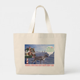 jumbo Tasche. Frohe Weihnachten glücklich neues Ja Jumbo Stoffbeutel