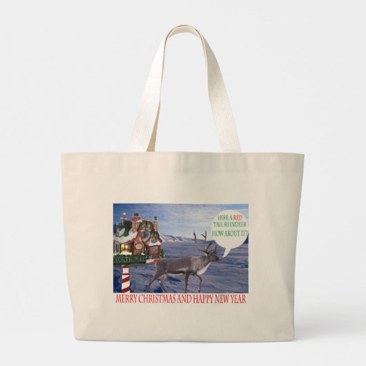 jumbo Tasche. Frohe Weihnachten glücklich neues Ja Jumbo Stoffbeutel (Rückseite)