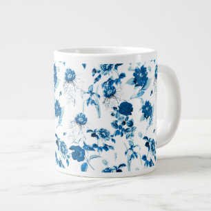 Jumbo Tasse-Blue-Floral-Kaffee-Tasse Jumbo-Tasse