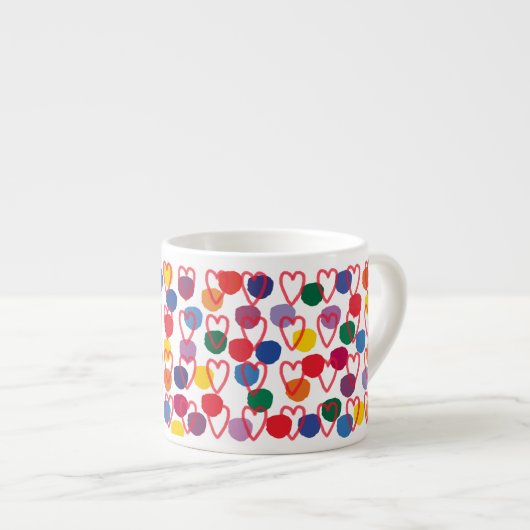 Jumbo-Tasse Espressotasse mit Punkten und Herzen (Vorderseite Rechts)