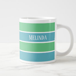 Jumbo-Tasse mit blauen und grünen Streifen