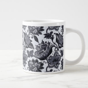 Jumbo-Tasse mit schwarzem Blumenmuster