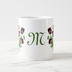 JUMBO TASSE PANSY ILLUSTRATION CUSTOM INITIAL