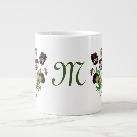 JUMBO TASSE PANSY ILLUSTRATION CUSTOM INITIAL (Vorderseite)