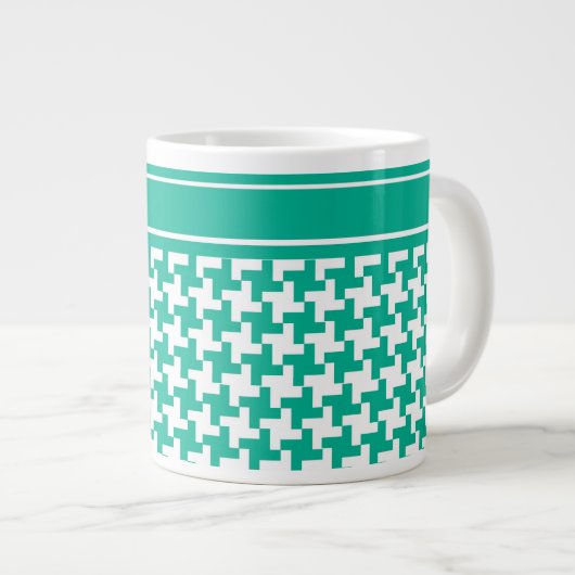 Jumbo-Tasse, Smaragdgrüner Dogzahnkahn-Karo Jumbo-Tasse (Vorderseite Rechts)