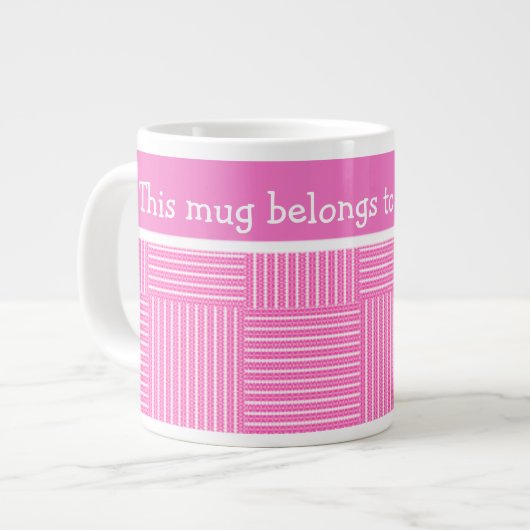 Jumbo-Tasse zum Personalisieren: Rosa und Weiß (Vorderseite Links)