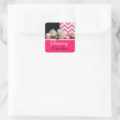 JUMMY BIRTHDAY KUPCAKES / PINK WHITE ZICKZACK QUADRATISCHER AUFKLEBER (Tasche)