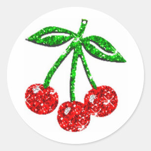 JUMMY CHERRIES GLITZER GRAPHICS FOODS OBST RUNDER AUFKLEBER