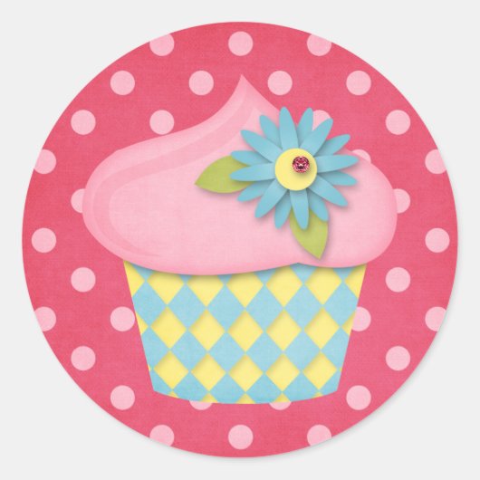 Jummy Cupcake Runder Aufkleber (Vorderseite)