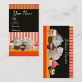JUMMY CUPCAKES DESERT SHOP WHITE RED STRIPES VISITENKARTE (Vorne/Hinten)