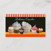 JUMMY CUPCAKES DESERT SHOP WHITE RED STRIPES VISITENKARTE (Rückseite)