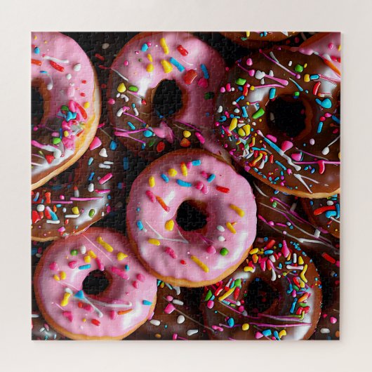 Jummy Pink und Schokolade Donuts mit Sprinklen Puzzle (Horizontal)