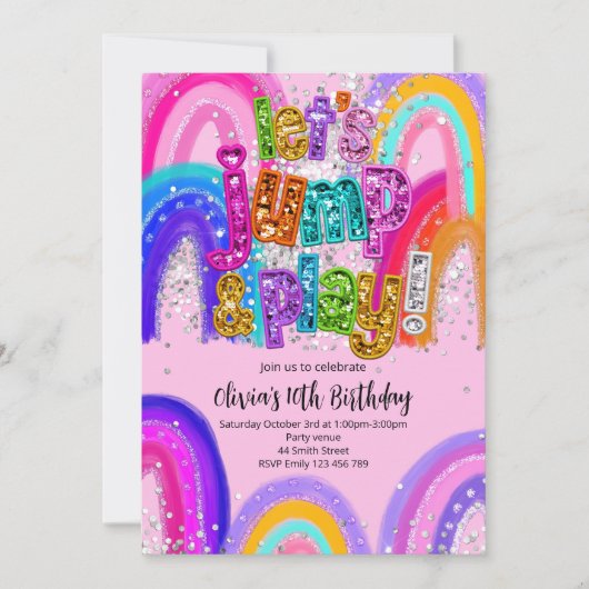 Jump and Play Party Birthday Any Age Invitation Einladung (Vorderseite)