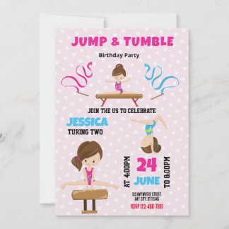 Jump and Tumble Gymnastics Einladung zum Geburtsta