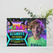 Jump Birthday Bounce House Trampolin Park Foto Einladung (Stehend Vorderseite)